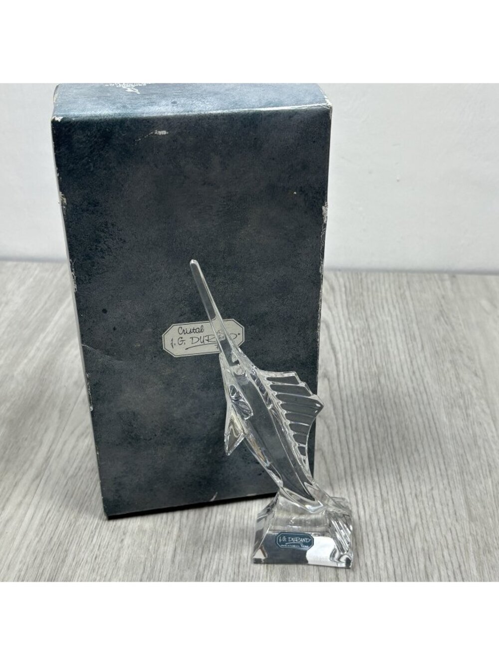 JG Durand French Lead Crystal Espadon Marlin Sword Fish Signed By Artist w/box